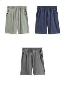 Bộ 3 quần short nam mùa hè, màu trơn, dáng rộng thoải mái, thích hợp mặc ở nhà. - Nhiều màu - Xem 5