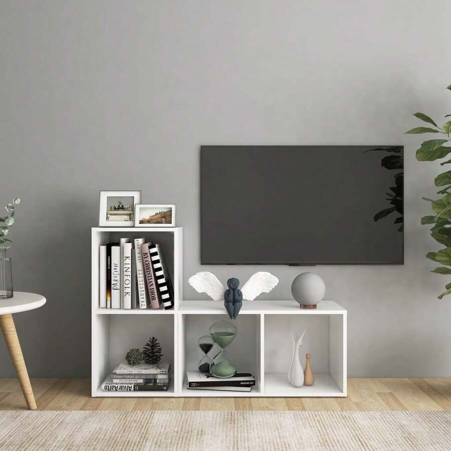 vidaXL 2 Stück TV-Schränke Weiß 72x35x36,5 cm Holzwerkstoff - Bianco - Visualizzare 1
