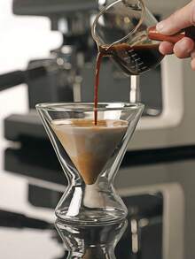 1个双层玻璃杯，隔热三角形饮料杯，家用拿铁/美式咖啡杯 - 無色 - 查看 11