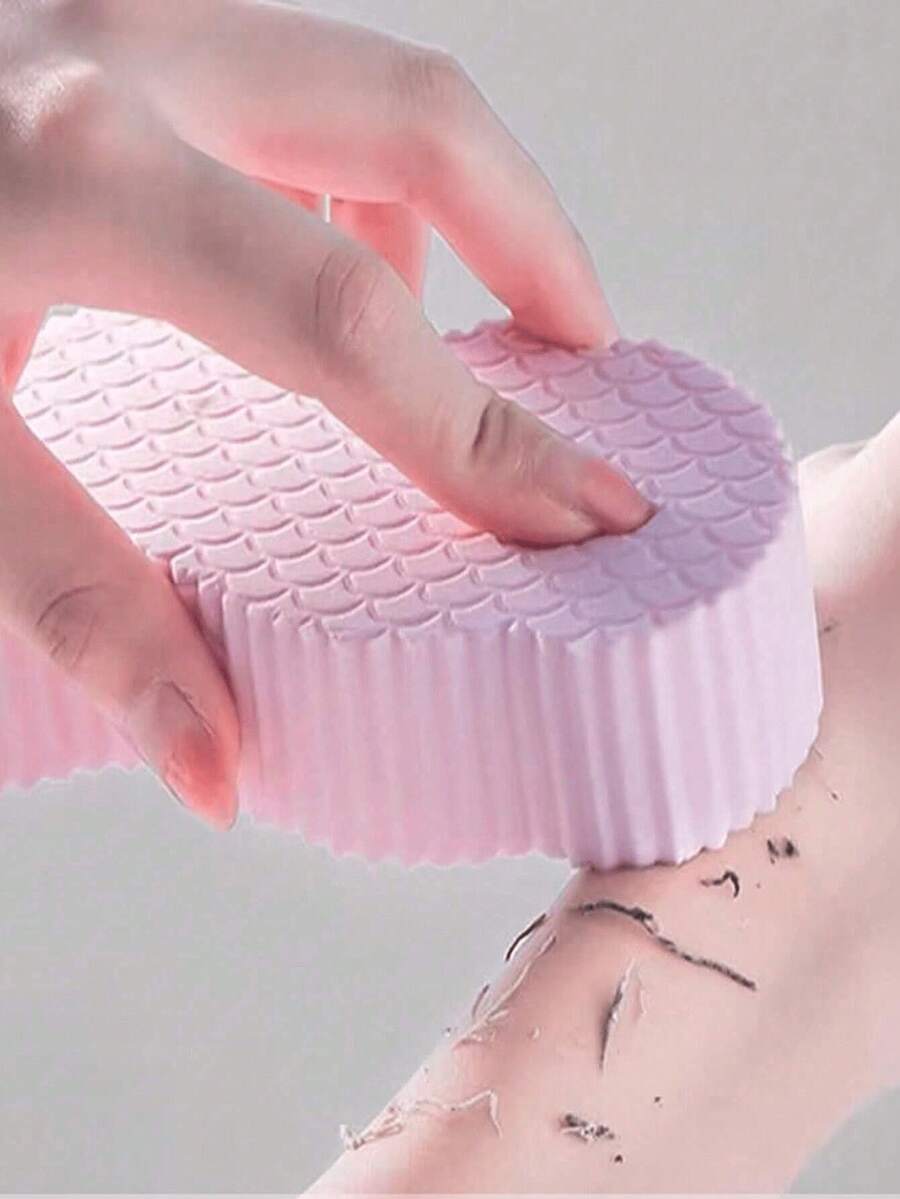 1pc Pink Exfoliating Sponge, 3D Painless Exfoliating Towel, Suitable For Bathroom Use, Can Be Used As Birthday, Mother's Day, Valentine's Day Gift, Also Can Be Used As Storage Bag, Organizer, Hair Clip Holder, Etc. - A - View 1