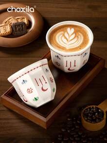choxila 1pc Middle Eastern Saudi Handheld Coffee Cup, Small Italian Espresso Cup, One Cup Of Coffee, Saudi Coffee Cup, Tea Cup, Ramadan Gift, Suitable For Holiday Gatherings, Afternoon Tea, Camping, Hotels, Offices And Other Occasions. - Star and Moon Coffee Cup - View 4