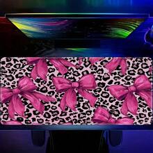 Mouse Pad/Desk Mat/Computer Mat, 2D Flat, Extra Large XXL XL L M Gaming Mouse Pad, Beautiful And Stylish Mouse Pad - Large Size Desk Mat With A Light-Colored Background, Hand-Drawn Bow And Black Leopard Print Pattern, Non-Slip Rubber Base, And High-Density Octagonal Texture Design That Firmly Grips The Desktop. Exquisite Edging And Printing Technology Ensure The Surface Remains Clear And Vibrant Even After Multiple Washes. This Is A Popular Mouse Pad And An Excellent Gaming Mouse Pad. - A - View 7