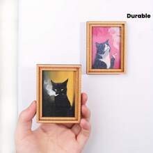 Adorable Cat Fridge Magnets - Cute Black And White Cat Design With Pink Decorations, Sturdy Bamboo Material, Perfect Home And Office Decoration, Holiday Gifts And Kitchen Accessories, Cat Accessories - 龐克貓 - 查看 3