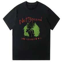 Nettspend BAFK T Shirts Summer Cotton Crewneck Short Sleeve Unisex Fashion New Aesthetic T-Shirts Hip Hop Y2K Loose Streetwear - 黑色 - 查看 10