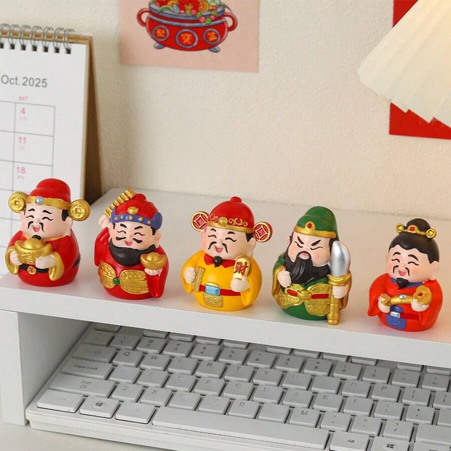 1 pieza Estatua decorativa del Dios de la Riqueza del Feng Shui, perfecta para escenas del hogar y la oficina, adorno de escritorio para el dormitorio, amuleto de la suerte de oficina, regalo de cumpleaños para amigos - Dios del Sur de la Riqueza - Chai Rong - Ver 1