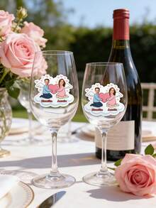 15pc Custom Couple Face Valentine Sticker, Personalized Angel Heart Couple Name Romantic Waterproof Sticker For Laptop Water Bottle Gift - Multicolor - View 4