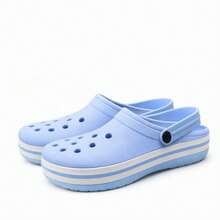 Adult Women's And Men's Lightweight And Comfortable Sandals For Girls And Boys, Simple Beach Casual Sandals With Openwork Fabric, Beach Babouche, Holiday, School, Home, Outdoors - 淺藍色/淺藍色 - 查看 3