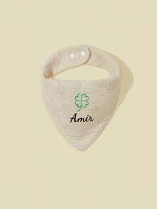 1pc Customized Pattern & Text Baby Drool Bib, Super Soft & Comfortable, Personalized Baby Gift - Multicolor - View 5