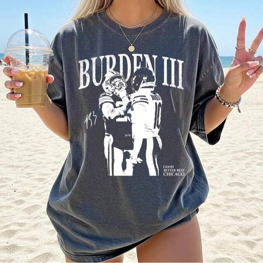 Comfort  Burden III Chicago T-Shirt, Burden III Retro Rap Tee, Chicago Football Shirt, Vintage - màu đen - Xem 1