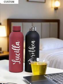 1件客製化雙層不鏽鋼咖啡杯/蘇打水瓶，運動保溫水杯，500ml/17oz 個性化姓名保溫杯，多色可選，適合開學、節日與生日禮物 - 彩色 - 查看 4