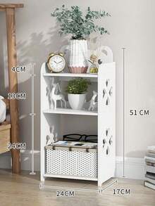 1 pieza mesa de noche de 3 capas, blanca, estante de baño para mesita de noche, adecuada para espacios pequeños, sala de estar, oficina, dormitorio - Blanco - Ver 2