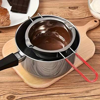 Olla de acero inoxidable de doble capa - Base estable y bordes redondeados que la hacen ideal para cocinar chocolate, caramelo, cera, mantequilla y aceites. Compatible con estufa, placa de inducción y horno. Fácil de limpiar, apta para lavavajillas. Herramienta de cocina versátil y de alta calidad para el hogar y cocinas profesionales.