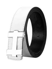 Fashionable Casual Belt With Silver Smooth H-Buckle, Designer Luxury High Quality, Suitable For Both Men And Women, Perfect Match With Jeans And Work Uniforms - Multicolor - View 9