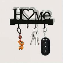 1pc Home Love Shaped Keyring Wall Mount Entryway Organizer With Hooks, No Drilling Required, Suitable For Living Room Home Decor - màu đen - Xem 9