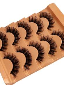 5 Pairs Luxury Russian DD Curl Faux Mink Lashes, Natural Dramatic Soft Reusable Fluffy Russian Striped Eyelashes, Lengthening & Volumizing, Suitable For Beginners - russian strip lashes - View 5