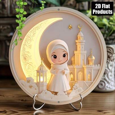 1pc Round Wooden Decorative Plaque, 2D Printed Girl Theme, Suitable For Bar, Kitchen, Cafe, Home Room, Living Room, Office Decor, Party Decor, Holiday Gift, 8 X 8 Inch