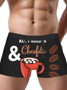 "All I Need Is Chocolate" Men'S Boxer Briefs - Novelty Underwear, Comfortable Stretch, Unique Graphic Print, Perfect Gift For Chocolate Lovers, Birthday, Valentine'S Day, Christmas, Funny Boxers For Men, Mens Casual Boxer Shorts, Boxer Briefs For Me - 彩色 - 查看 2