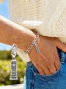 Mặt dây chuyền hình Tháp nghiêng Pisa tối giản độc đáo bằng bạc sterling 925, món quà trang sức tinh tế phù hợp cho cả nam và nữ. - Bộ 5 - Xem 4