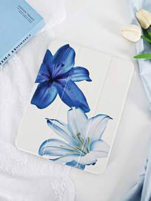 1个蓝色百合彩绘平板保护套，兼容以下型号：第十代/第十一代/10.2/10.5/Air4/Air5/10.9/Pro11/Air 11英寸(M2)-2024/Pro 11英寸(M4)-2024/Air 11英寸(M3) 2025/(A16) 11英寸第十一代 2025/Mini6/Mini7/Air1/Air2/9.7/Tab A8 10.5英寸 2022。内置笔槽，三折支架，磁吸式睡眠/唤醒功能，可爱/优雅/创意设计。 - 彩色 - 查看 3