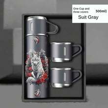 1 Juego de 500ml Taza Aislada con Estampado de Lobo (Incluyendo 3 Tazas) - 500ml Botella de Agua de Acero Inoxidable 304 con Aislamiento al Vacío, Diseño a Prueba de Fugas Apto para Bebidas Calientes y Frías, Adecuado para Viajes, Camping, Senderismo y Oficina. - Multicolor - Ver 12