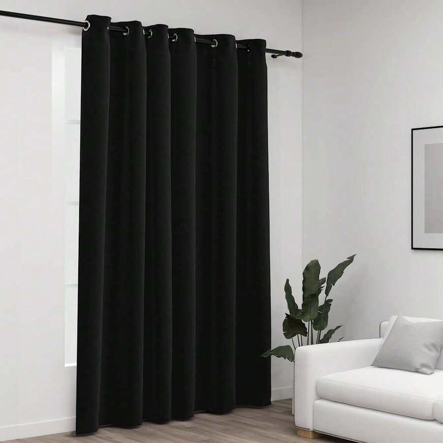 vidaXL Verdunkelungsvorhang Mit Ösen Leinenoptik Anthrazit 290x245 Cm - one-size - View 1