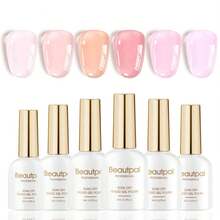 Larvall Beautpal Milky Jelly Gel Nail Polish Set Of 6 Colors 8ml Nude Pink Transparent Gel Polish Sheer Nude Gel Polish Kit For Salon Gel Manicure And Nail Art DIY At Home - ColorB - 查看 1