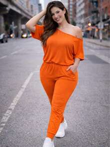 Mono Casual hombro caido TELA BRUSH TEXTURA LIGERA - Naranja - Ver 2