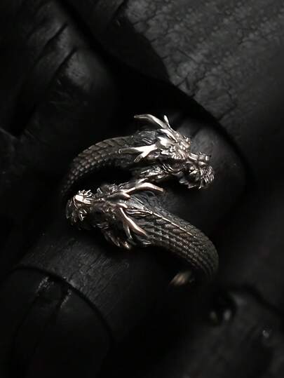 1pc Unique Dragon Shaped Ring - Exquisite Dragon Design With Scales And Wings, An Ideal Fashion Accessory For Men, Unleash The Wild Side, Fashionable Accessory | Dragon Pattern | Excellent Craftsmanship