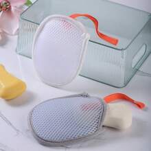 4个双面去角质沐浴海绵袋 - 柔软易起泡皂网袋 | 温和家居清洁套装 - 彩色 - 查看 5