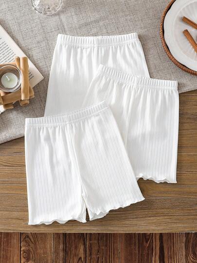 Conjunto de 3 piezas para niñas bebé de verano, todo a juego: leggings a rayas blancas, shorts de cintura elástica, ajuste cómodo, unicolor, práctico y versátil, atuendos casuales para bebés