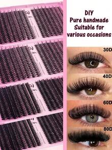 640Cluster False Eyelashes, Personal False Eyelash Book, High Capacity False Eyelashes, 8-16mm Mixed Length Eyelash Set, Beginner DIY Home Eyelash Extension Kit, Eyelash Cluster, Individual False Eyelashes, Suitable For Daily Commute, Dates, Music Festivals, Enlarges The Eyes - DD - View 8