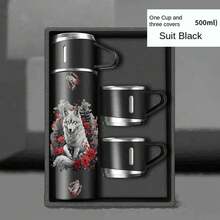 1 Juego de 500ml Taza Aislada con Estampado de Lobo (Incluyendo 3 Tazas) - 500ml Botella de Agua de Acero Inoxidable 304 con Aislamiento al Vacío, Diseño a Prueba de Fugas Apto para Bebidas Calientes y Frías, Adecuado para Viajes, Camping, Senderismo y Oficina. - Multicolor - Ver 11