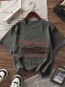 3件套男童汽车印花短袖T恤，青少年学生服装，适合男童夏季穿着 - 彩色 - 查看 6