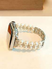 奢华珍珠钻石表带，兼容 Ultra/SE 2/SE 1/Series 11/10/9/8/7/6/5/4/3/2/1，尺寸：38/40/41/42/44/45/46/49 毫米 - 星光白 - 查看 7