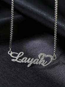 Custom Shiny Frosted Name Necklace Women Girl Charm Personalized Stainless Steel Half Wrap Love Letter Necklace Couple Pendant Family Jewelry Birthday Holiday Gift Christmas Gift For Her Silver Stylish For Teenagers, Junior High School Students, Middle School Students, High School Senior High School Students, College Students, University Students, Freshman, Sophomore, Underclassmen,Chic Autumn - 彩色 - 查看 12