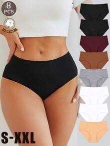 8PCS Women's Multi-Color Cotton Comfortable Breathable High-Slit  Briefs, Plus Size Women's Underwear S-XXL - Nhiều màu - Xem 6