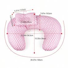 3D Ergonomic U-Shaped Nursing Pillow - Removable Polyester Fiber Cover, Machine Washable, Portable And Compressible Lumbar And Neck Support Cushion, Provides Nursing Support For Moms - Pink Stripes - View 2