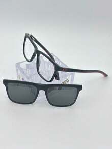 1 Lentes para Graduación 2671 Clips 2 un 1de Imán para ombre quadrado material TR 90 lente anti blu  Liso    Casual  Casual - Rojo - Ver 2