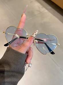 新款金属心形时尚眼镜，街头风百搭眼镜，情侣礼物，情人节必备礼物，派对配饰 - 彩色 - 查看 3