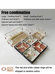 Expandable Ant Farm Acrylic Ant Nest With Feeding Area, Gypsum Ant Hill, Pet Ant Habitat, Moisture Reservoir, Educational Ant Rearing Box And Children's Workshop, Perfect Gift For Entomologists - Multicolor - View 2