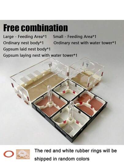 可扩展亚克力蚂蚁农场，带喂食区、石膏蚁丘、宠物蚂蚁栖息地、储水箱、教育性蚂蚁饲养箱和儿童工作坊，昆虫学家的完美礼物