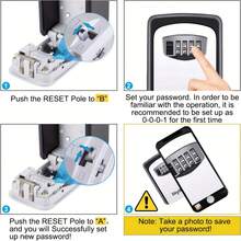 ABS Key Lock Box, Outdoor Lock Box For House Keys, Key Lock Box Wall Mount & Portable Combination Lockbox With Resettable Code, Security Lockbox For Outside House Keys, Apartment Realtors Spare Keys Storage - Multiple Styles - View 10