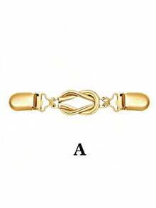 1pc Vintage Knit Shawl Brooch, Metal Collar Dress Cardigan Brooch, Floral Pattern Lapel Clip, Brooch Accessory - A - View 6