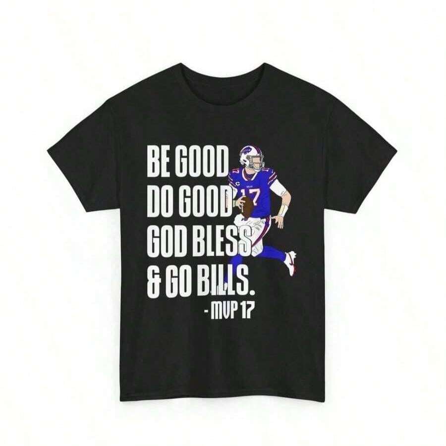 Be Good Do Good God Bless Go Bills Shirt, 17 Josh Football T-Shirt - 黑色 - 查看 1