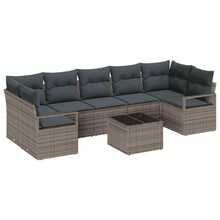 vidaXL 8-Teiliges Garten-Sofa-Set In Grau Aus Poly-Rattan, Stahl Und Glas - Grau - Übersicht 2