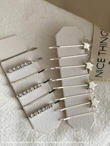 女士优雅水钻星星发夹，简约百搭水晶发夹，奢华小众发饰 - 彩色 - 查看 2