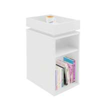 Mesa de Apoio Lateral Moderna para Sala ou Recepções Olívia com Nicho - Artely - Branco - Visão 3