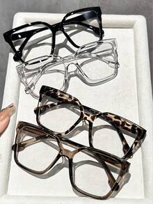 4-Piece Blue Light Glasses Women Set | Unisex Minimalist Style | Ideal For Reading & Computer Use | Multiple Color Combinations | Stylish Fashion Accessories For All Occasions Large-Frame Glasses - Multicolor - View 3