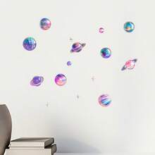 1pc Luminous 9 Planets Decorative Sticker, Magnificent Planets Combination Decor Sticker, Suitable For Living Room, Bedroom, Study, Office And More Scenarios - A - View 8