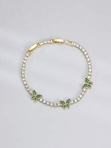 1条18K镀金网球锆石链，蝴蝶造型，适合女孩作为友谊手链或休闲服饰佩戴 - 理想的礼物 - 蝴蝶型 - 查看 13